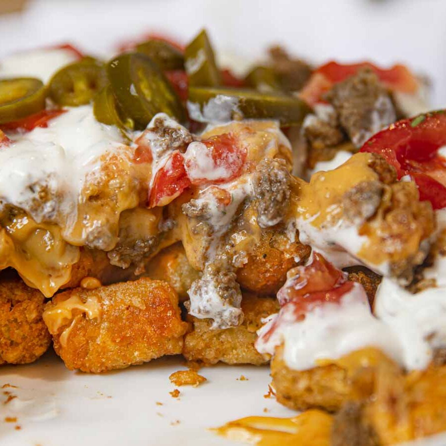 Tater Tot Nachos (Totchos) on serving plate