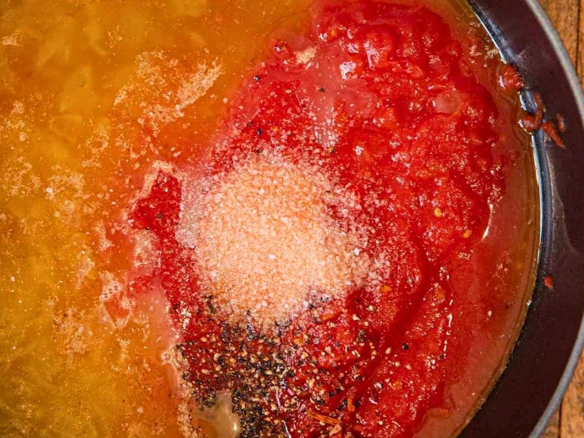 Sauce ingredients ready to intermingle in a skillet