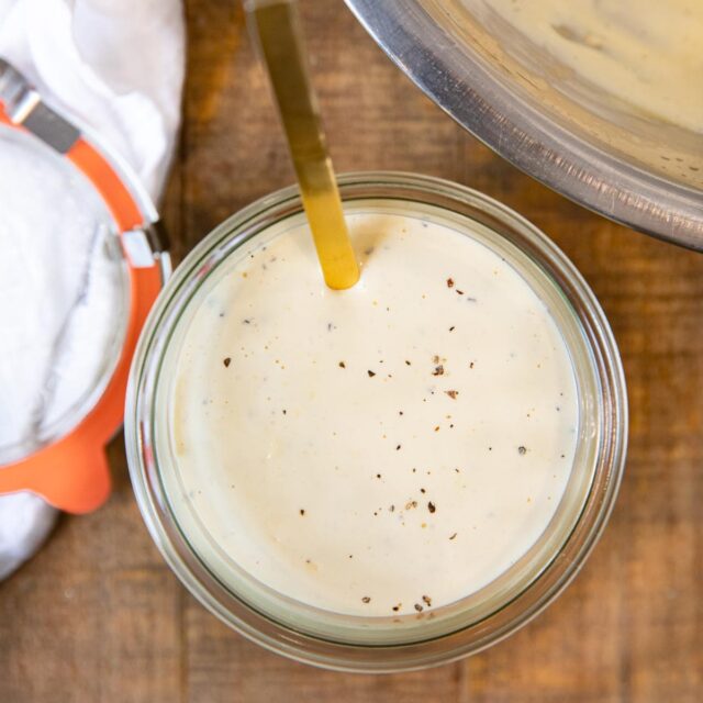 Sauce in glass jar