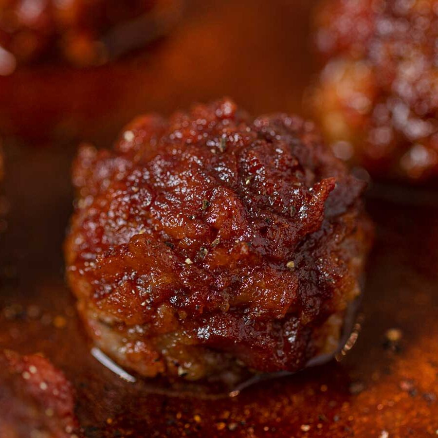 BBQ Bacon Meatballs in pan