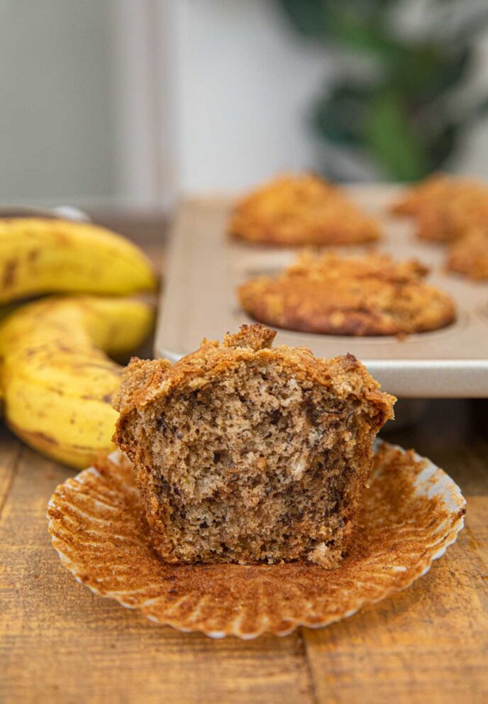 Banana Crumb Muffin with bite removed