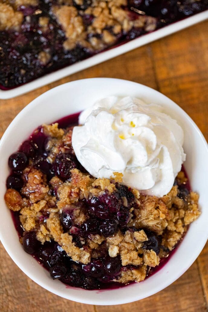 Blueberry Crisp serving on plate