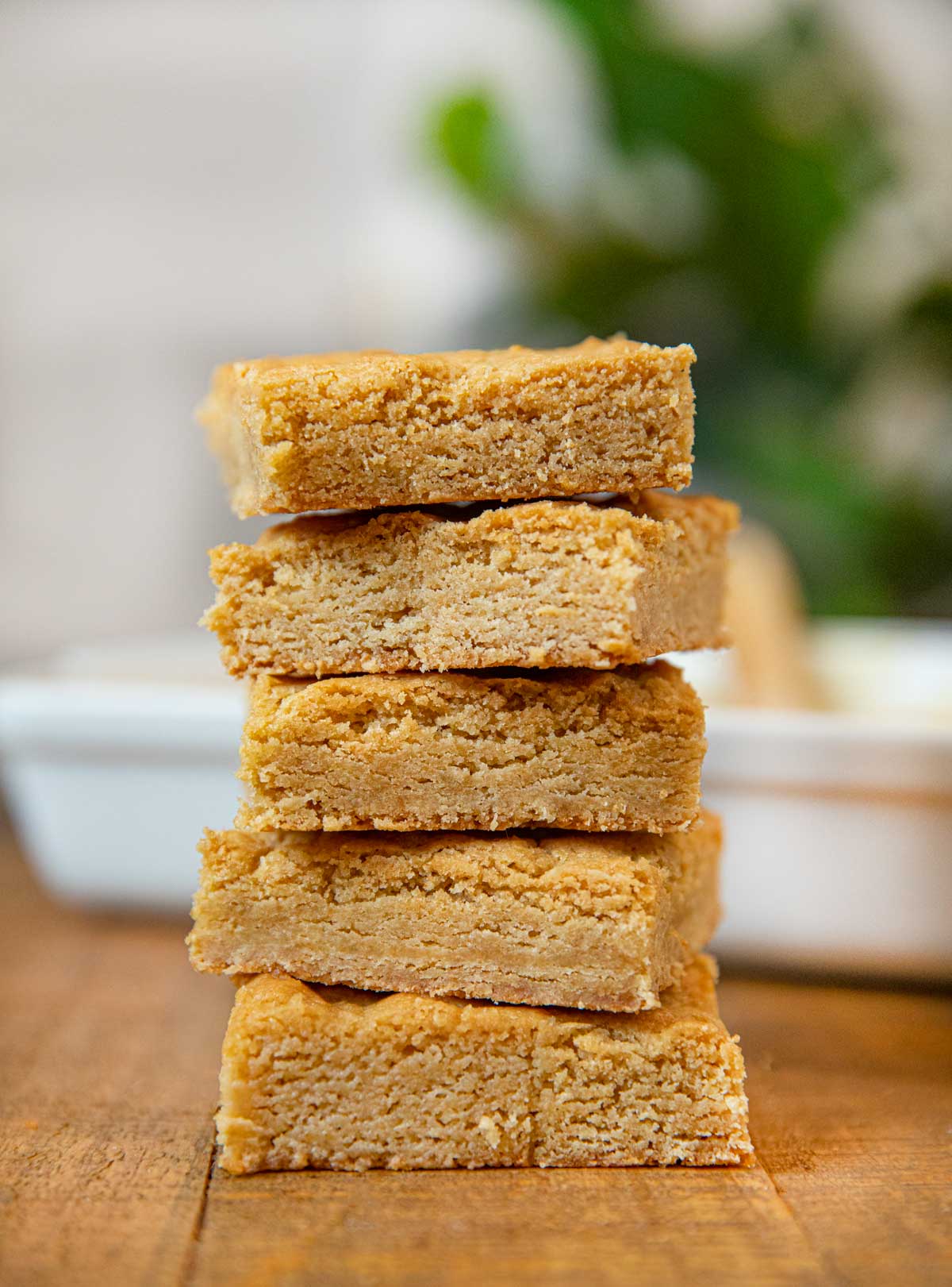 Stack of dessert bars cut into squares