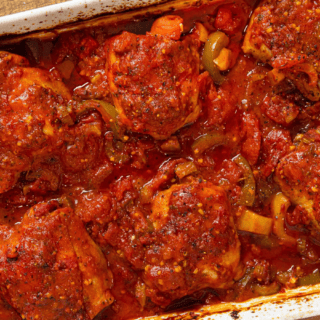 baking dish with chicken