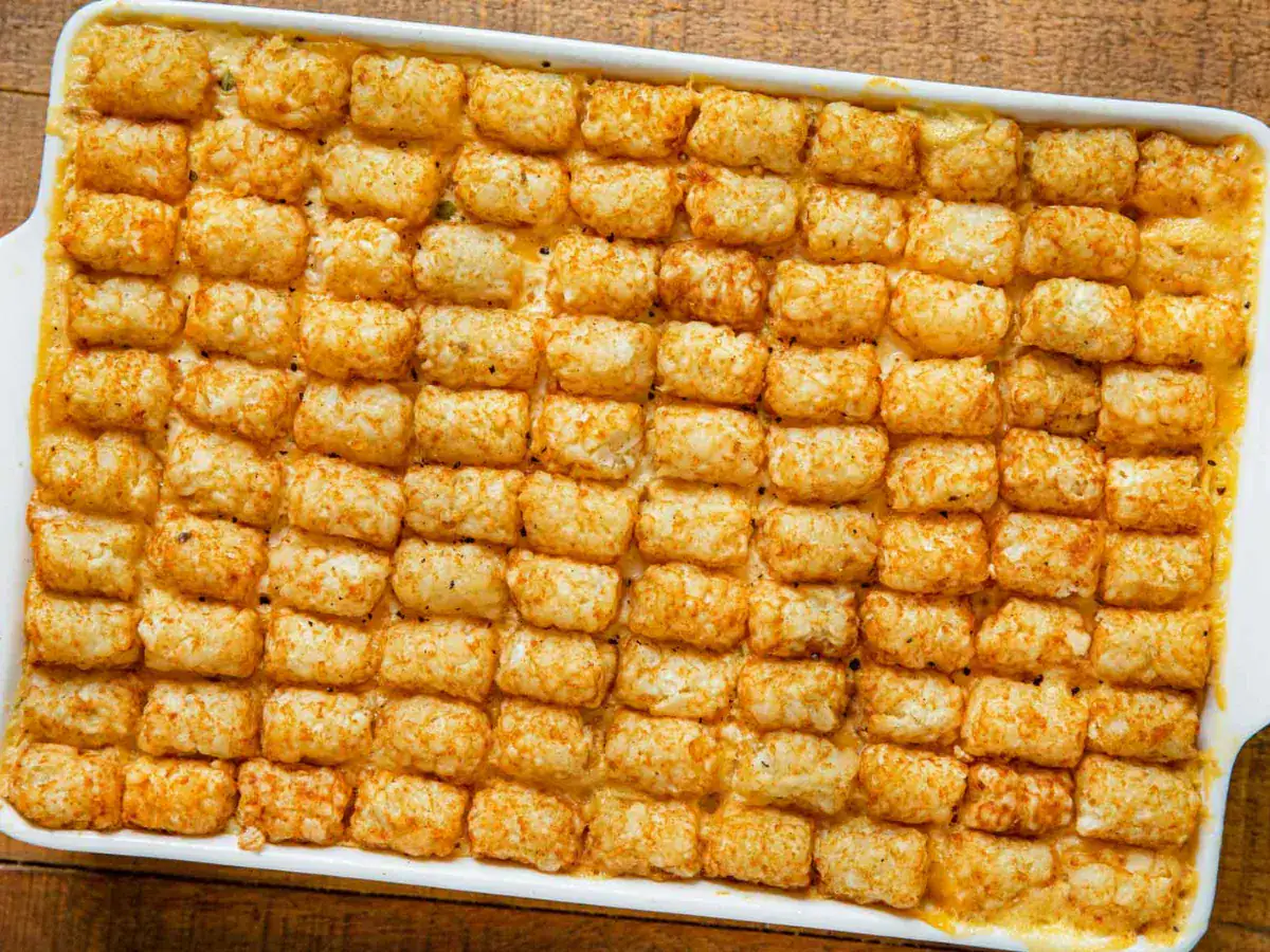 tater tots in a large pan