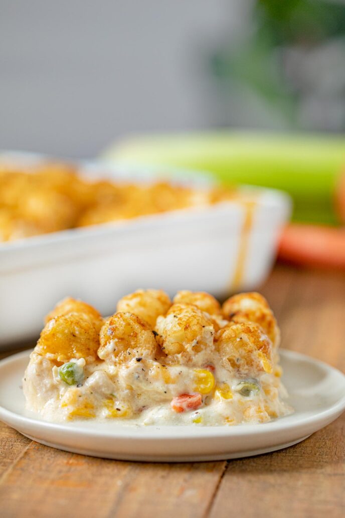 Chicken Tot Pie portion on plate