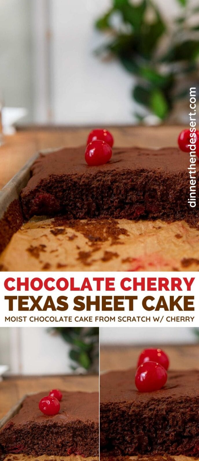 Chocolate Cherry Texas Sheet Cake collage