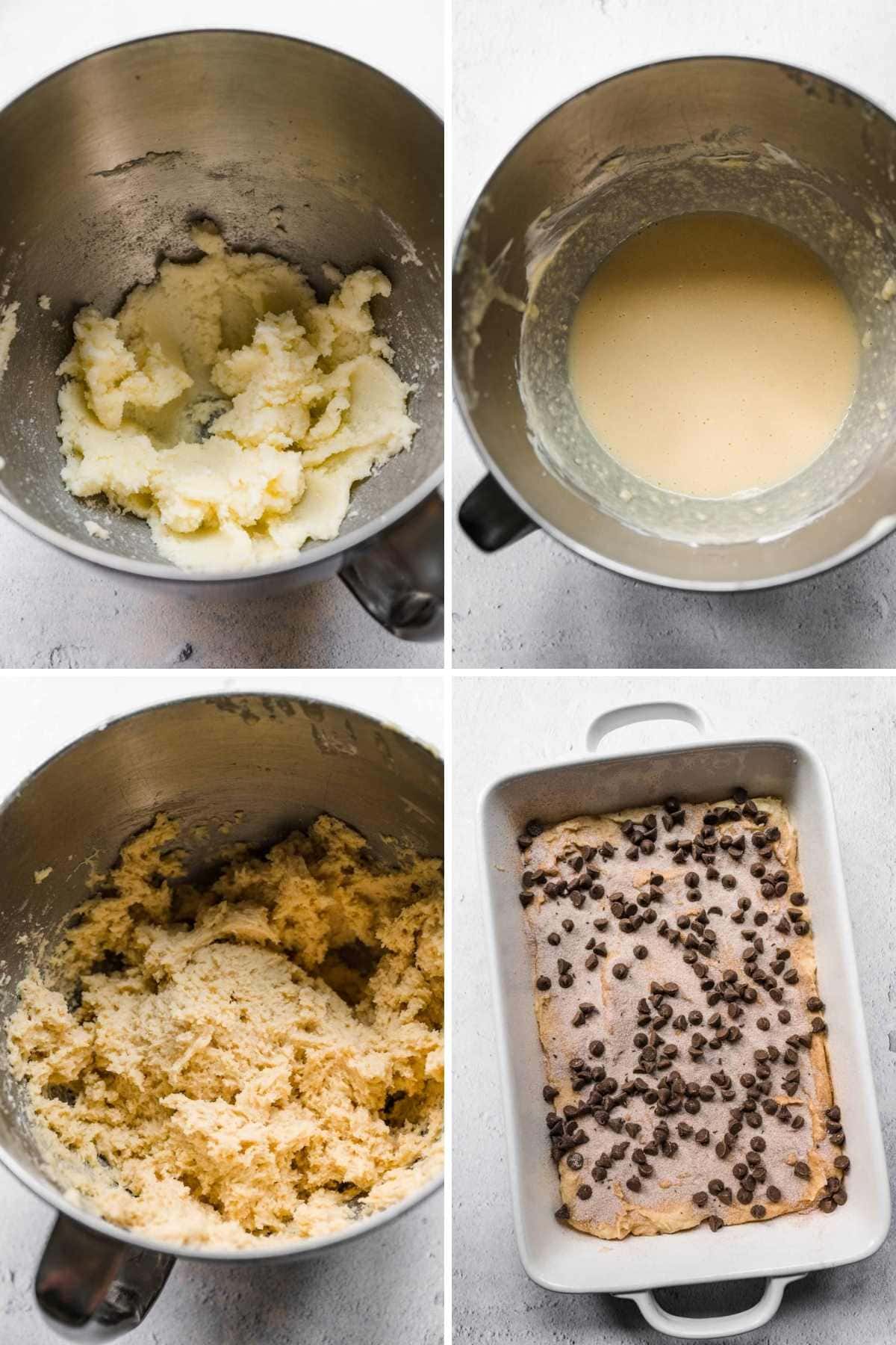 Chocolate Chip Coffee Cake collage of prep steps