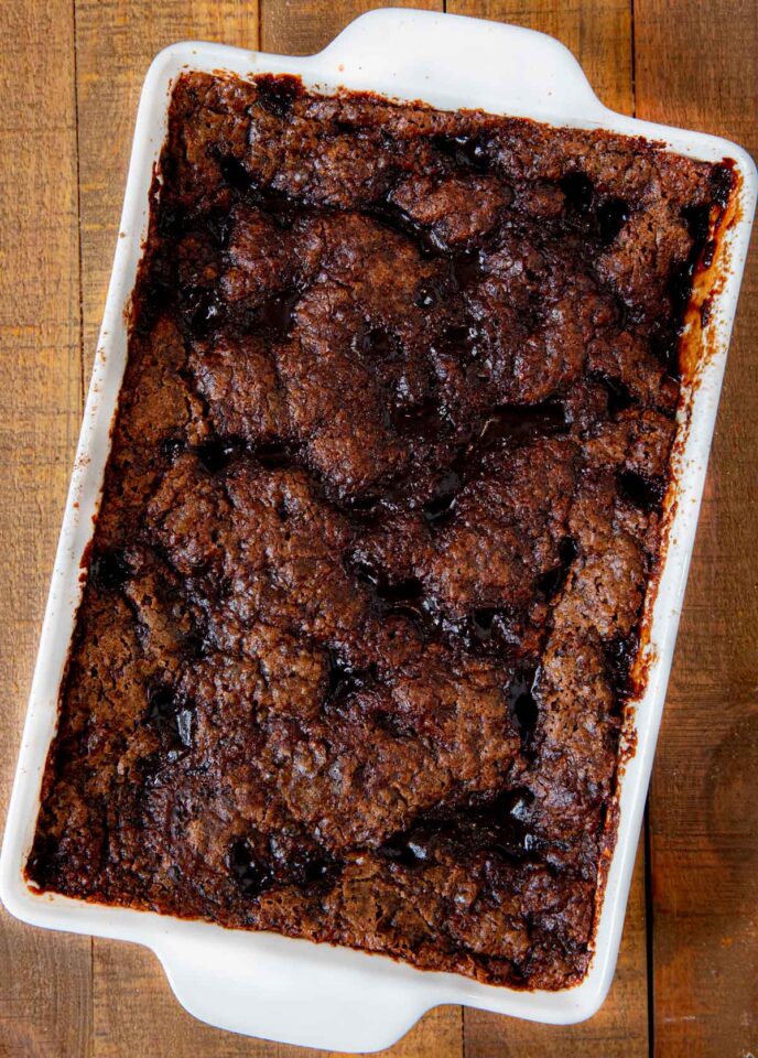 Chocolate Cobbler in baking dish