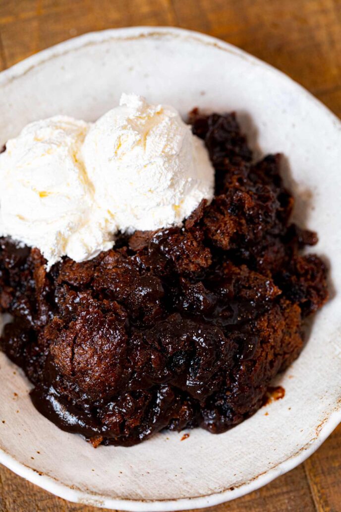 Chocolate Cobbler serving on plate