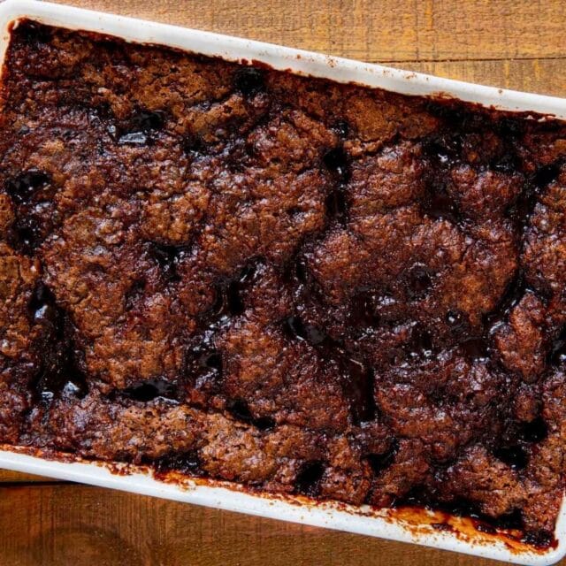 Baked cobbler in pan