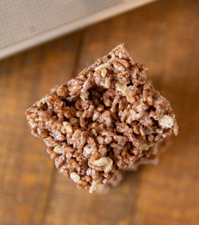 Chocolate Rice Krispies treat square