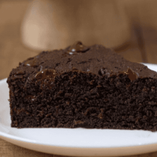 Slice of cake on a white plate