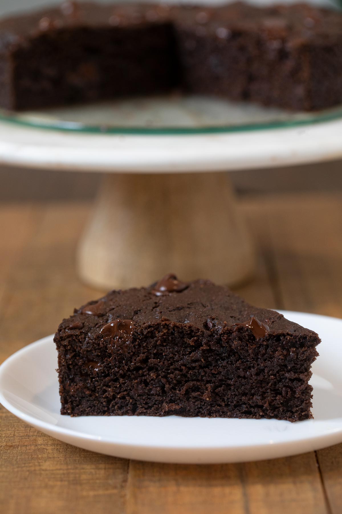 Chocolate cake slice on plate