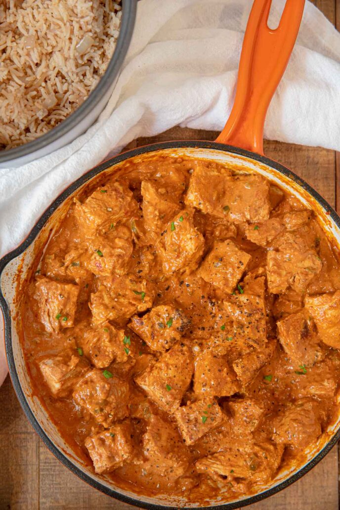 Indian Butter Chicken sliced chicken pieces in sauce