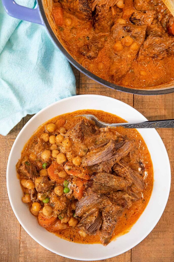 plated chuck roast cooked in creamy Indian butter mixture