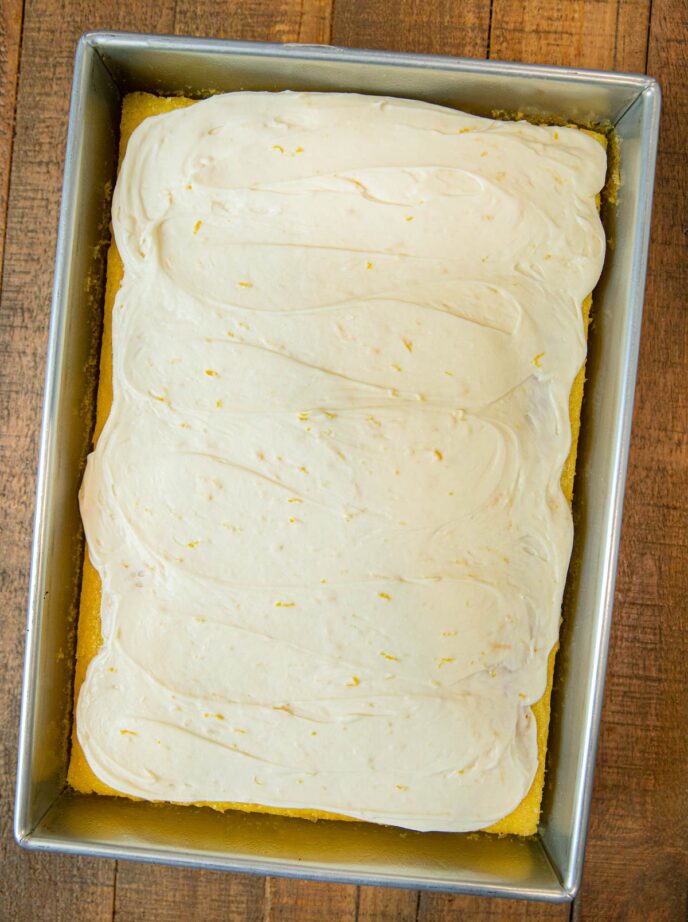 Lemon Sheet Cake in baking pan