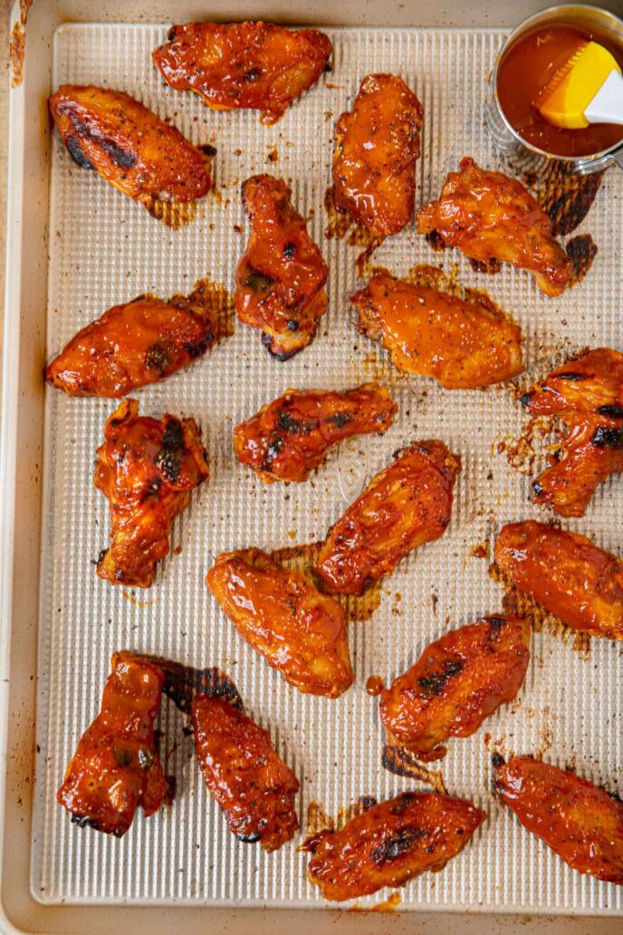 Memphis BBQ Chicken Wings on baking sheet