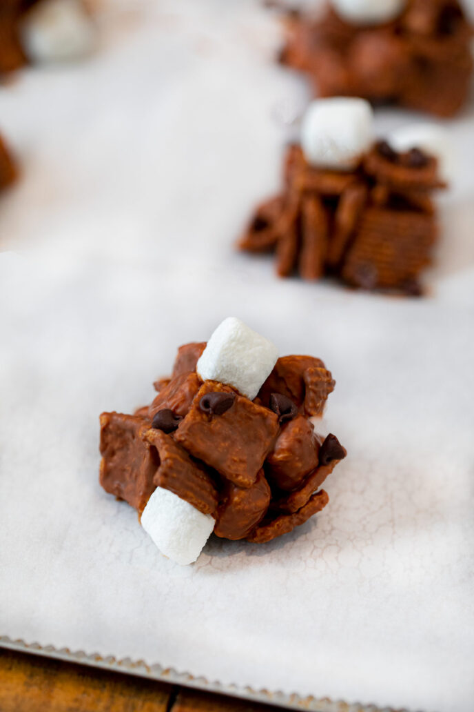 No-Bake S'mores Cookies on parchment paper