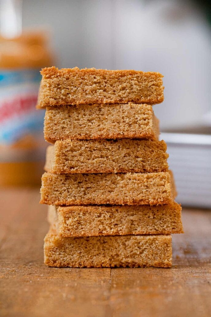 Peanut Butter Blondies in stack