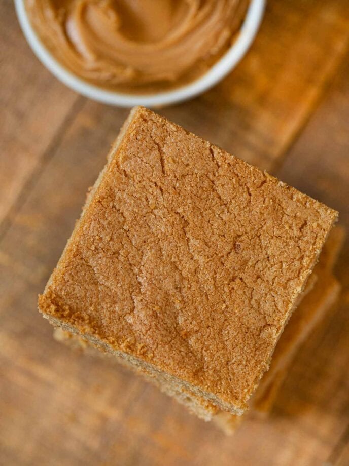 Peanut Butter Blondies in stack, top-down view