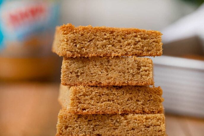 Peanut Butter Blondies in stack