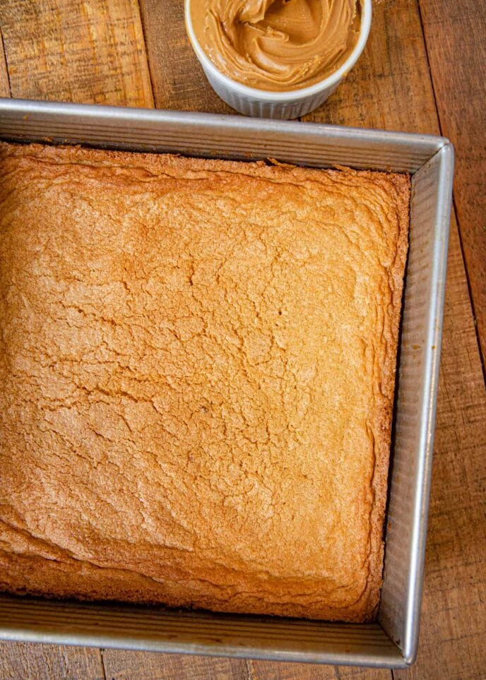 Peanut Butter Blondies in baking pan