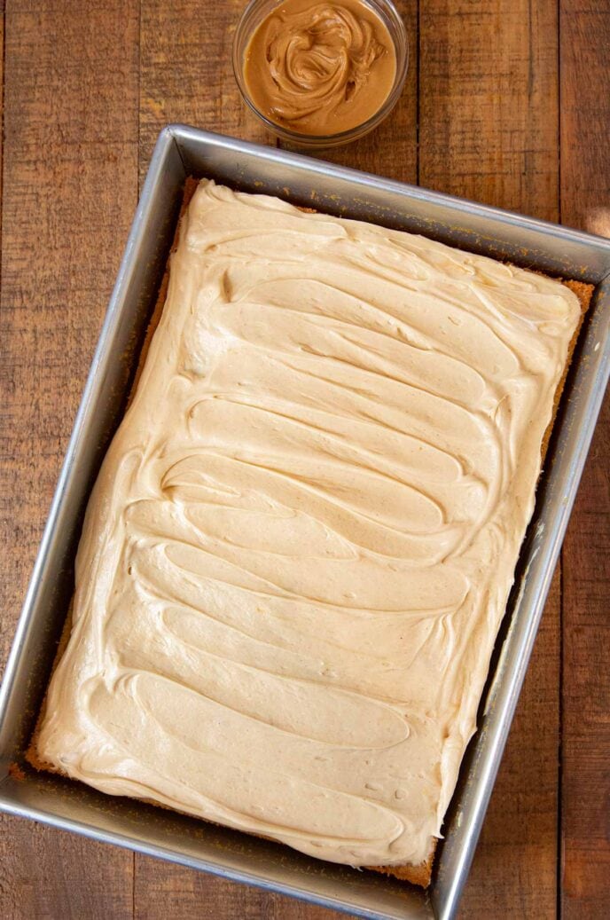 Peanut Butter Sheet Cake top-down view