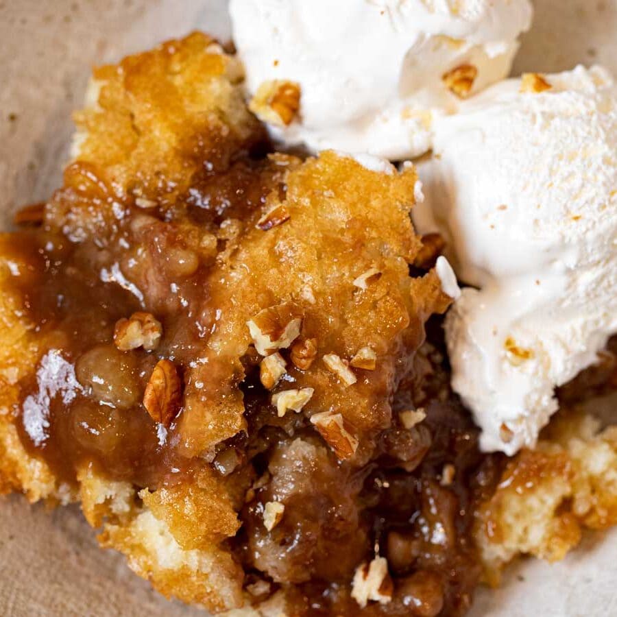 Pecan Cobbler portion on plate