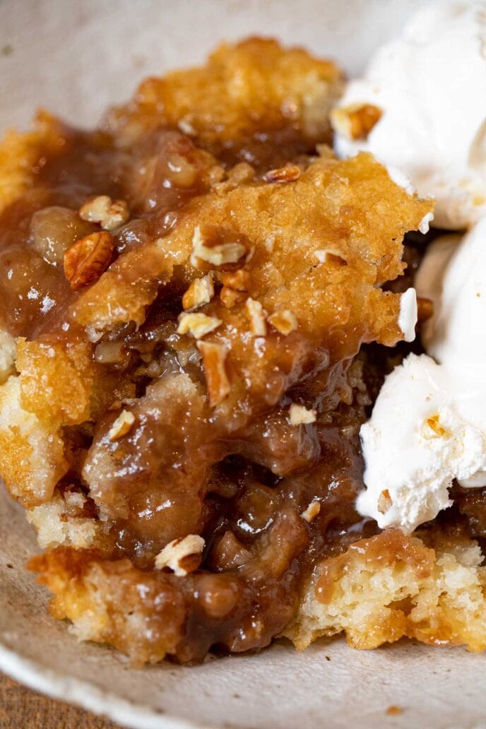 Pecan Cobbler portion on plate