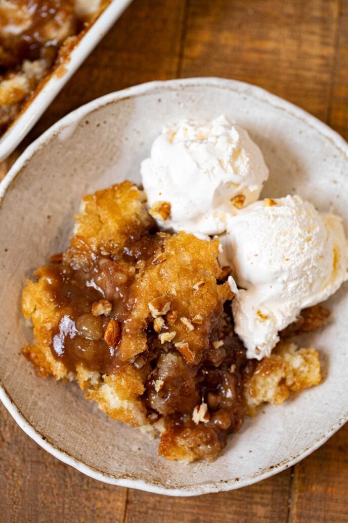 Pecan Cobbler portion on plate