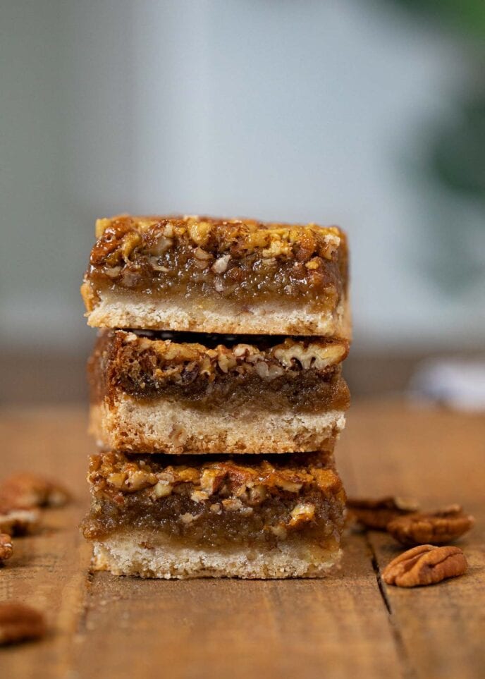 Pecan Pie Bars in stack