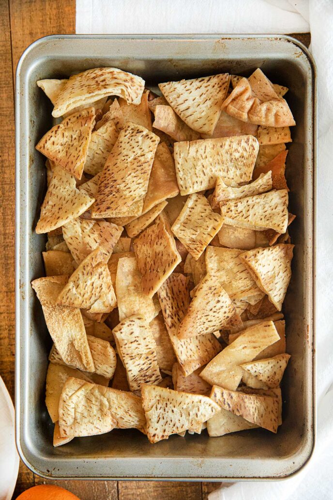 Pita Chips in baking pan