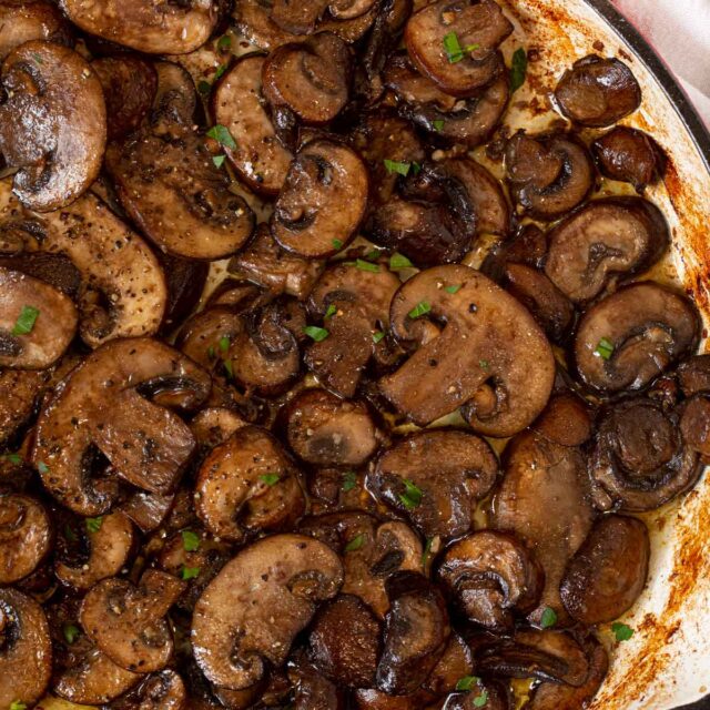 Sauteed Mushrooms in pan