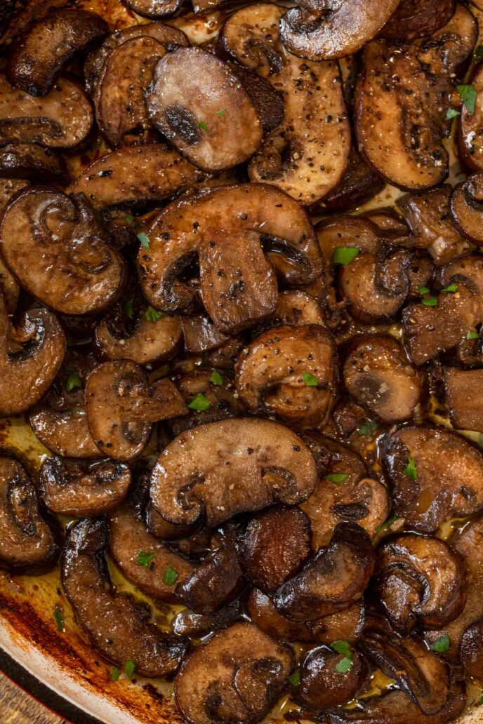 Sauteed Mushrooms in pan