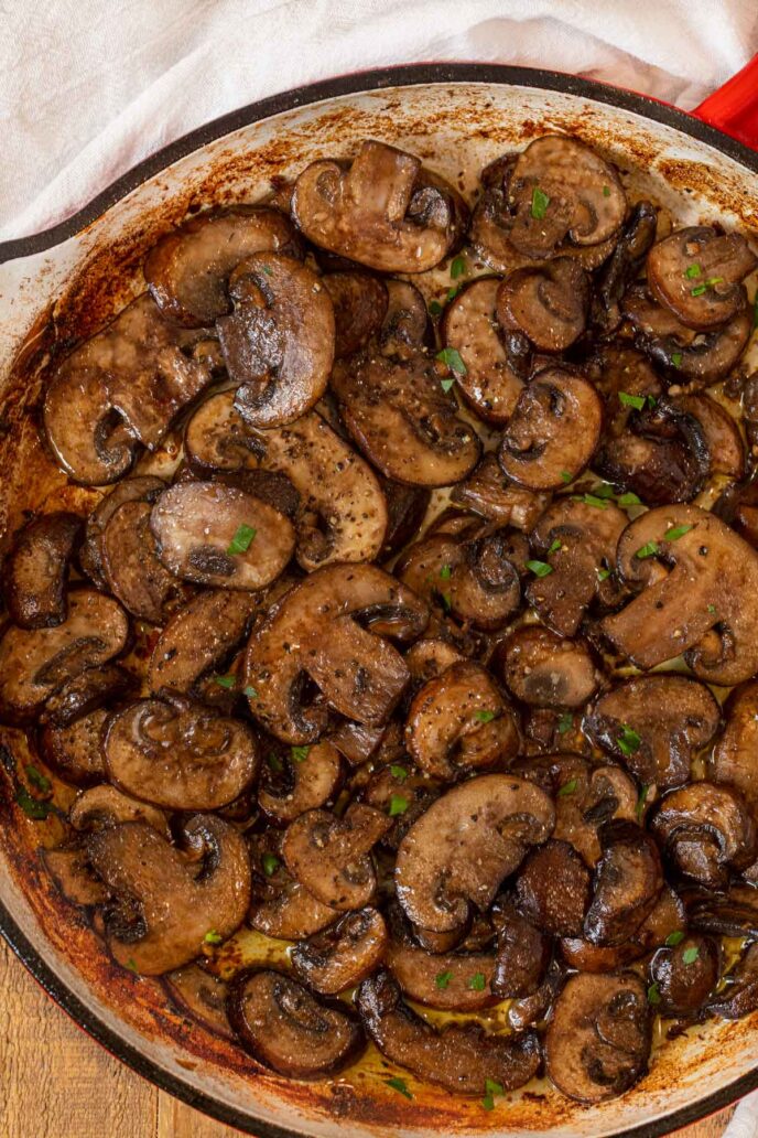 Sauteed Mushrooms in pan