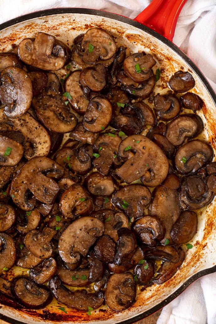 Sautéed Mushrooms in pan