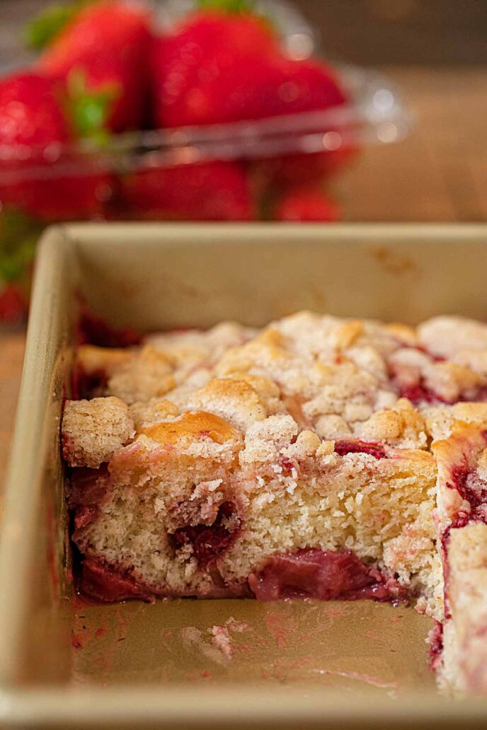 Strawberry Buckle in baking pan