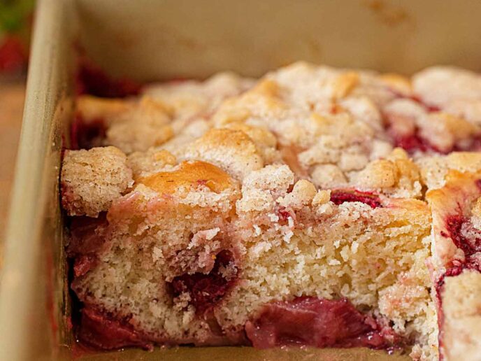 Strawberry Buckle in baking pan