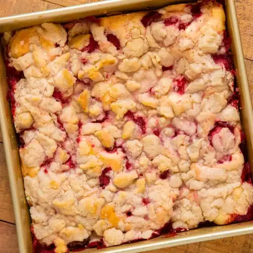 baked fruit cake in square baking pan