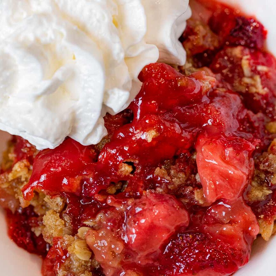 Strawberry Crisp serving on plate