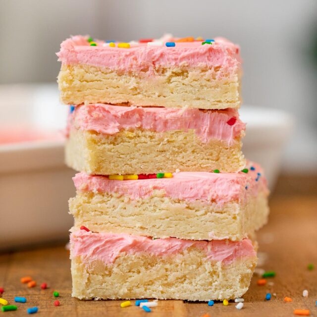 Sugar Cookie Bars in stack