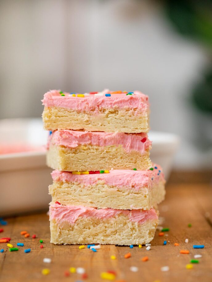 Sugar Cookie Bars in stack