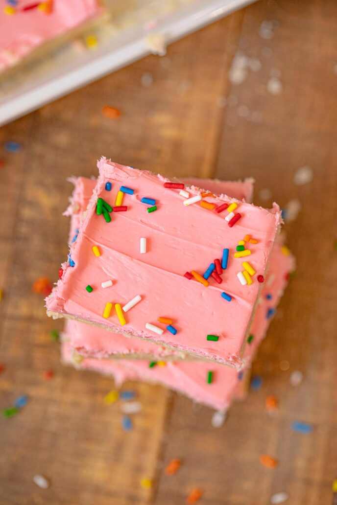 Sugar Cookie Bars in stack, top-down view