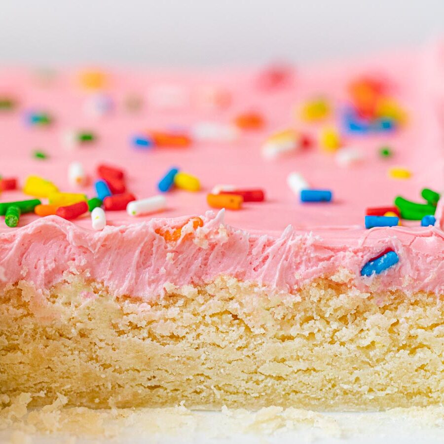 Sugar Cookie Bars in baking dish