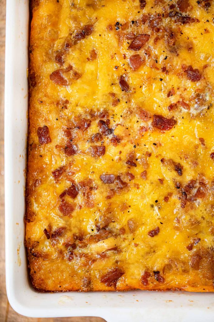 Tater Tot Breakfast Casserole in baking dish