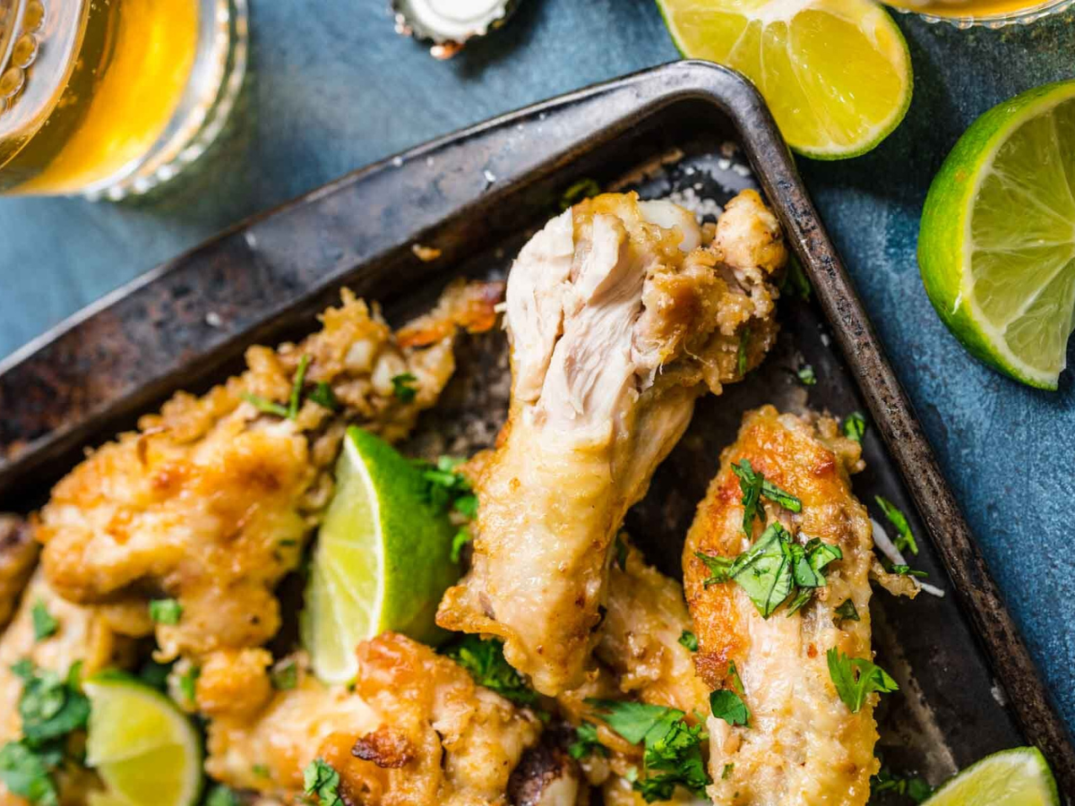 several wings with one having a bite taken