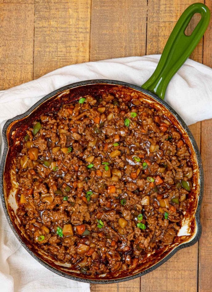 Ground Chicken Stir Fry in skillet