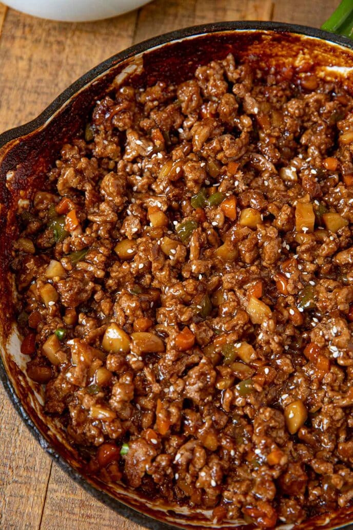 Ground Chicken Stir Fry in skillet