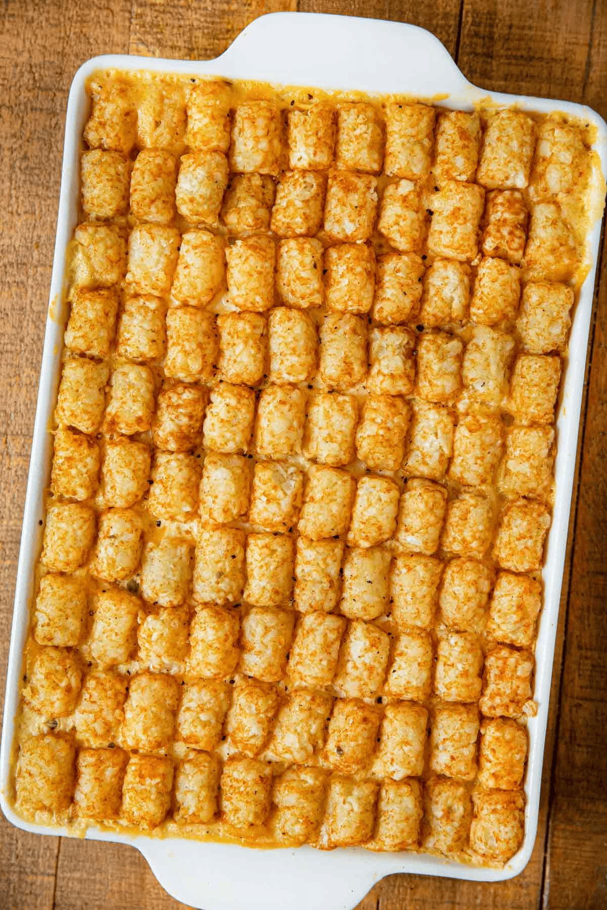 Crispy tater tots on top of casseroles